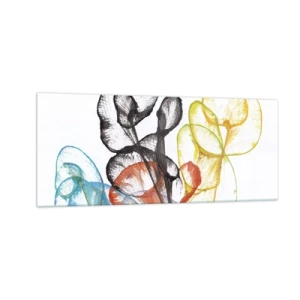Glastavla - Bild på glas - Blommor med själ - 100x40 cm