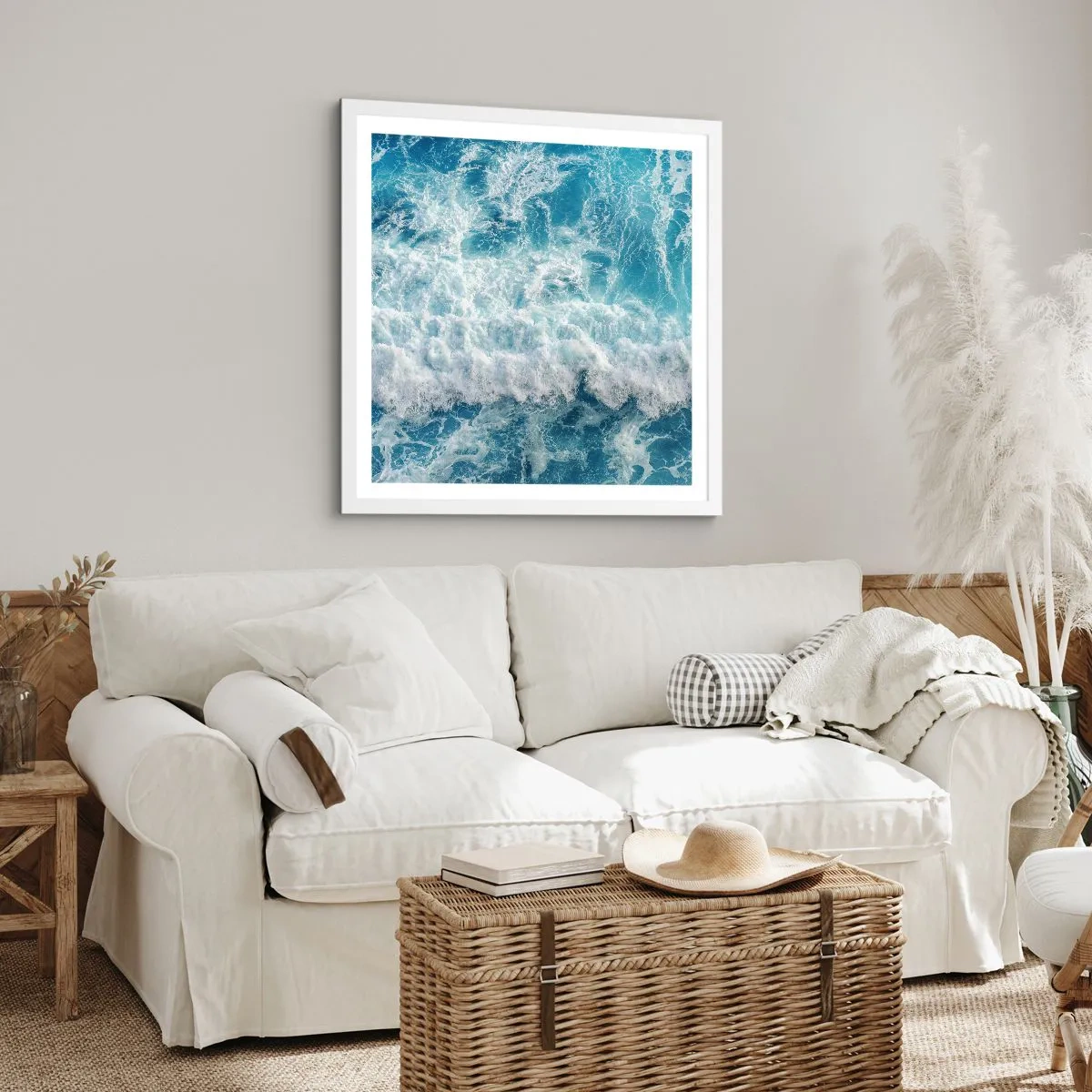 Affisch i vit ram - Glatt och hoppande - 60x60 cm