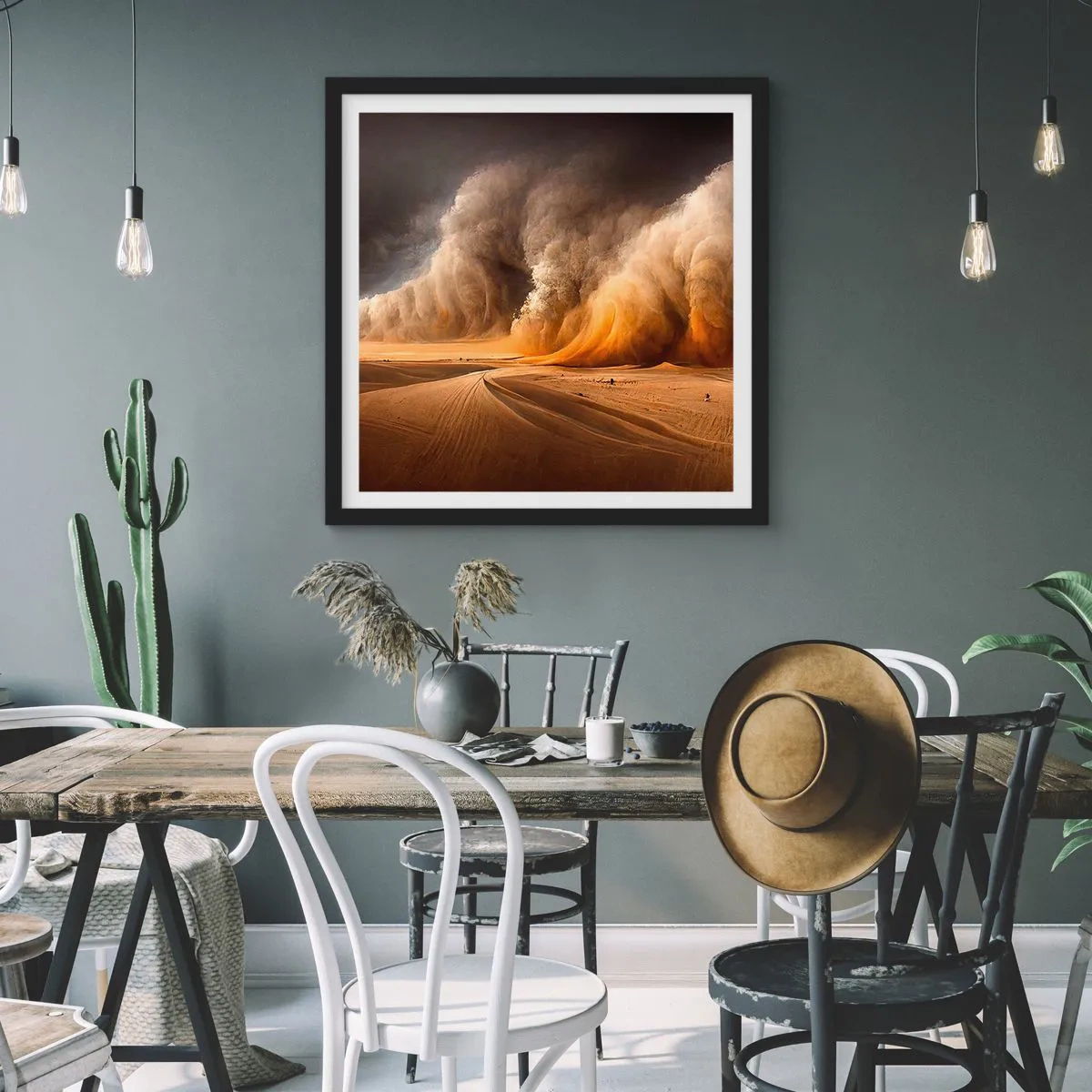 Affisch i svart ram - Öknens vrede - 60x60 cm