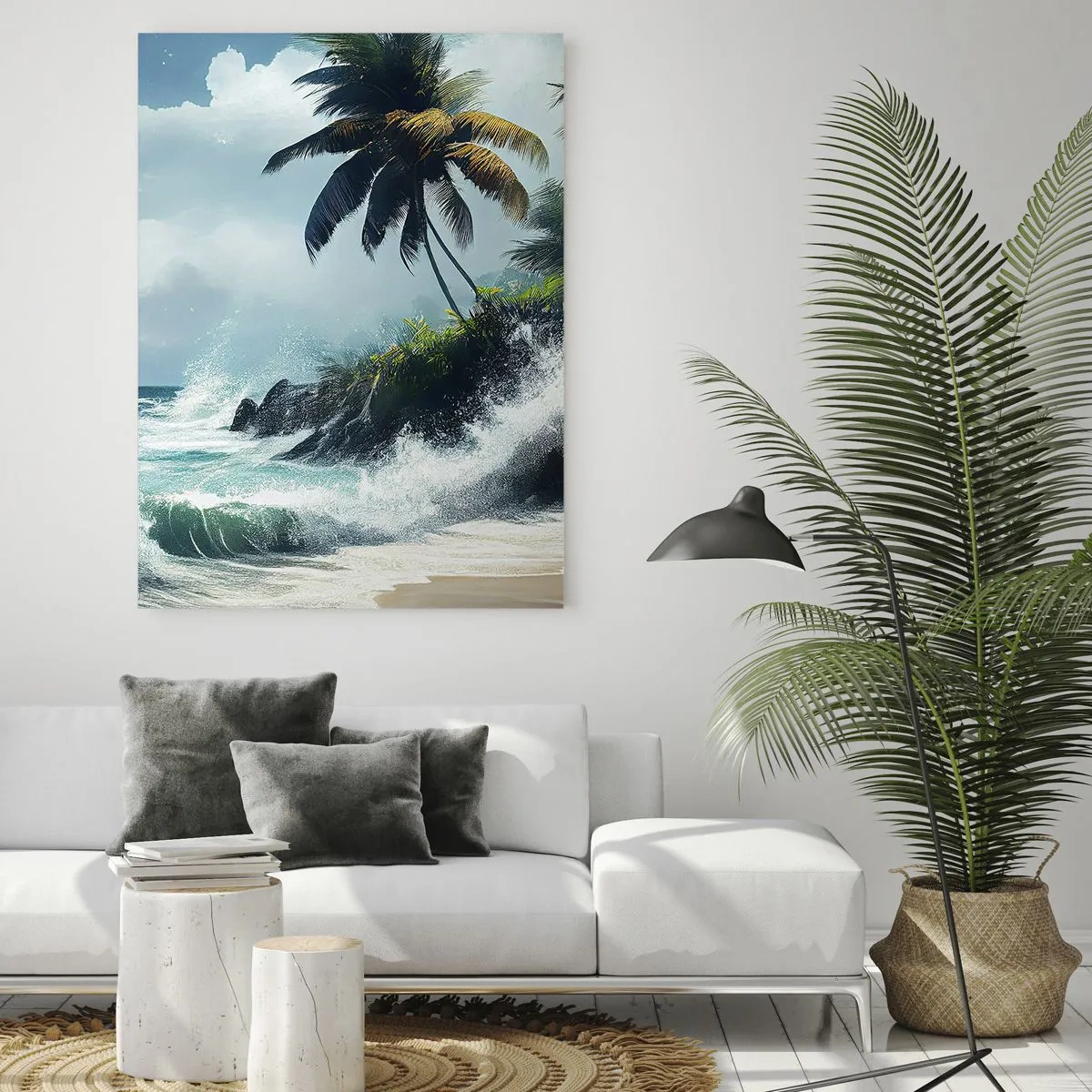 Glastavla - Bild på glas - På en tropisk strand - 50x70 cm