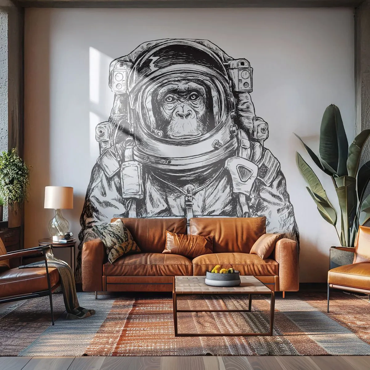 Självhäftande Fototapet Deluxe Sticker - Alternativ evolution - Abstraktion, Astronaut, Apa - 250x175 cm