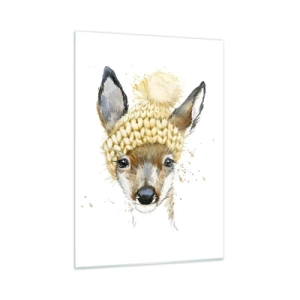 Glastavla - Bild på glas - För vinter i insnöad skog - 50x70 cm