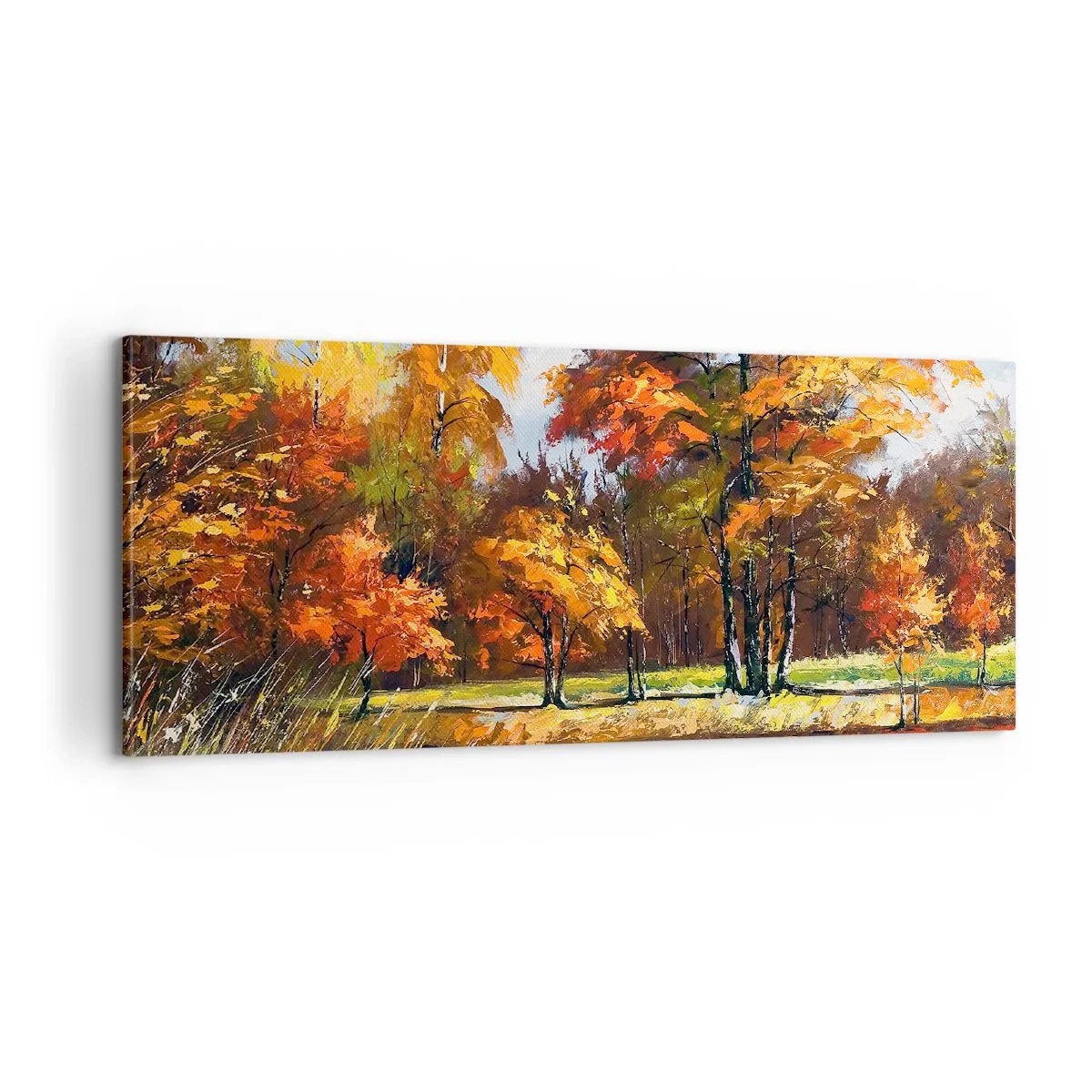 Canvastavla - Bild på duk - Landskap i guld och brons - 100x40 cm
