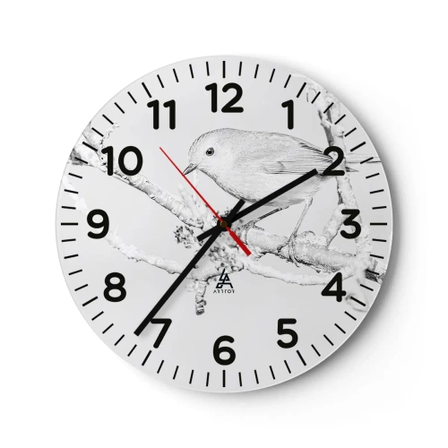 Väggklocka - Klocka på glas - Vintermorgon - 30x30 cm