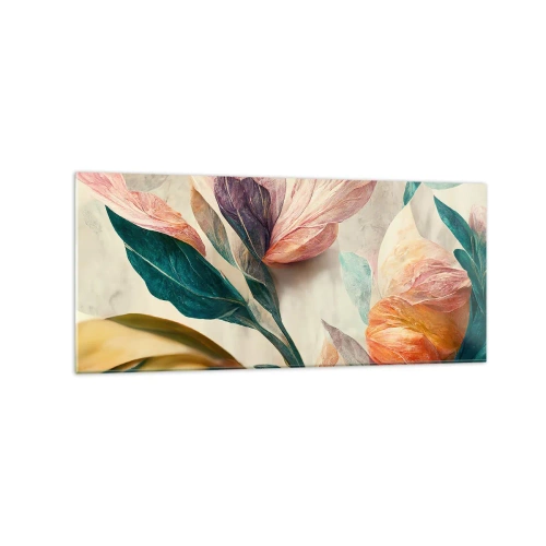 Glastavla - Bild på glas - Blommor av de södra öarna - 120x50 cm