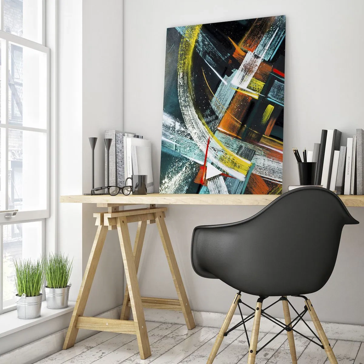 Glastavla - Bild på glas - Rörelsens energi - 50x70 cm