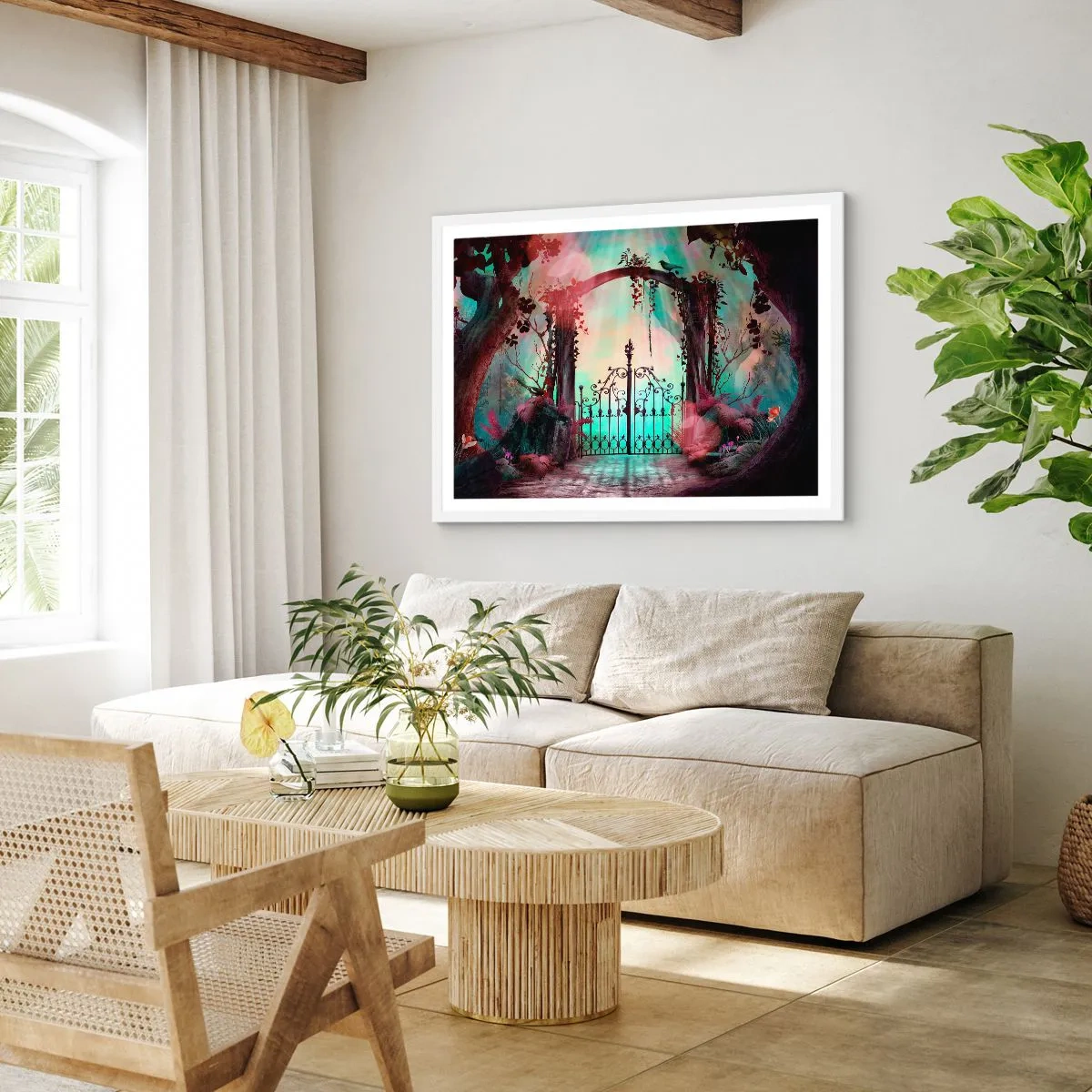 Affisch i vit ram - Hemlighetsfull trädgård - 40x30 cm