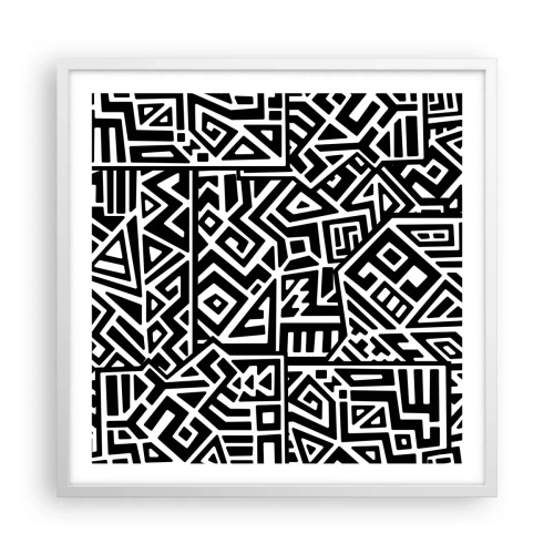 Affisch i vit ram - Prekolumbisk komposition - 60x60 cm