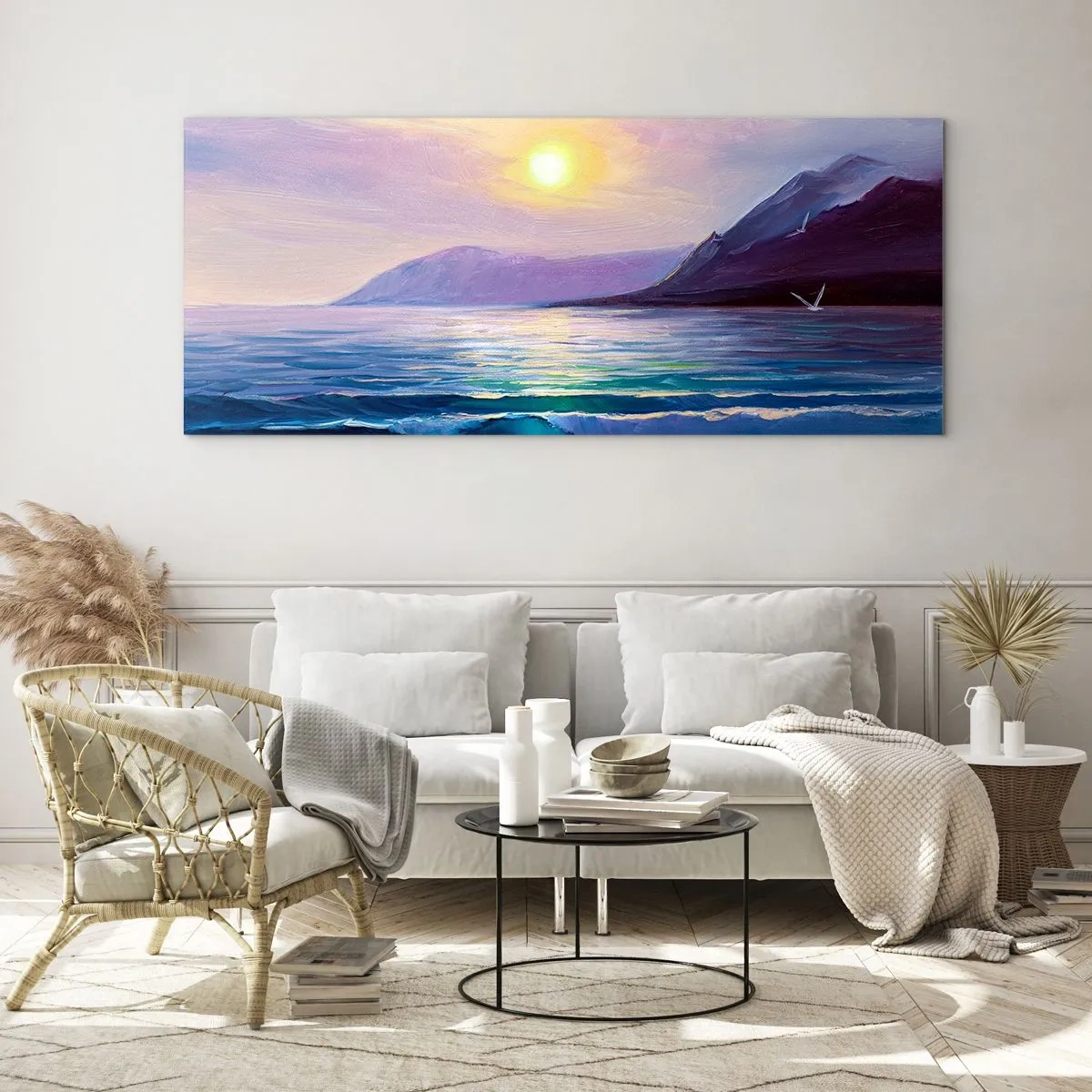 Glastavla - Bild på glas - Vattnets och luftens kristall - 100x40 cm