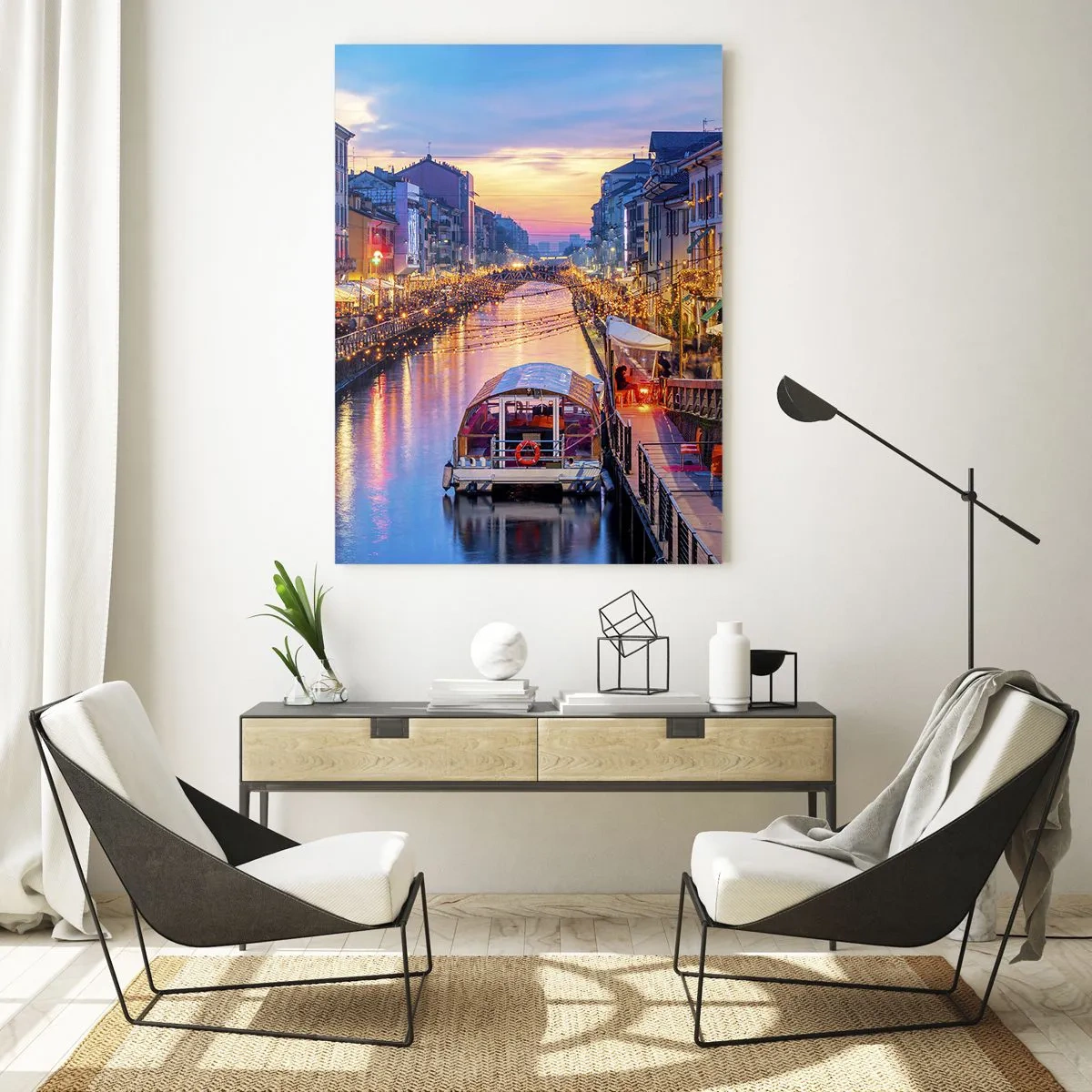 Glastavla - Bild på glas - Ljusets och nöjets kväll - 70x100 cm