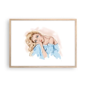 Affisch i ram av ljusek - Drömmande i blått - 70x50 cm
