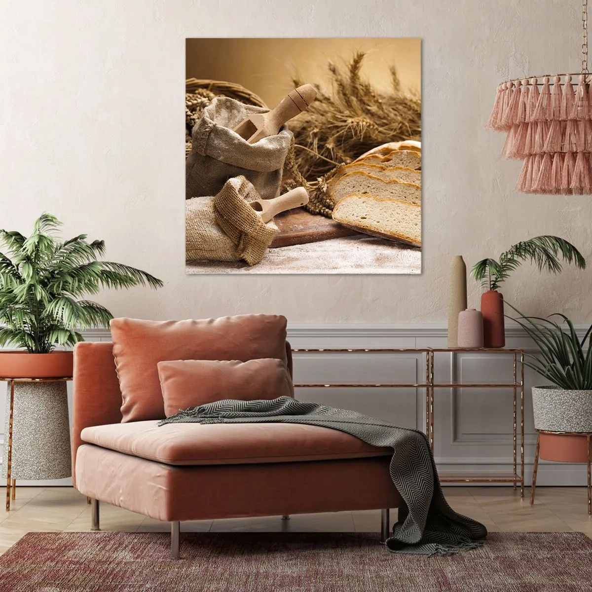 Canvastavla - Bild på duk - Skivat bröd - 40x40 cm