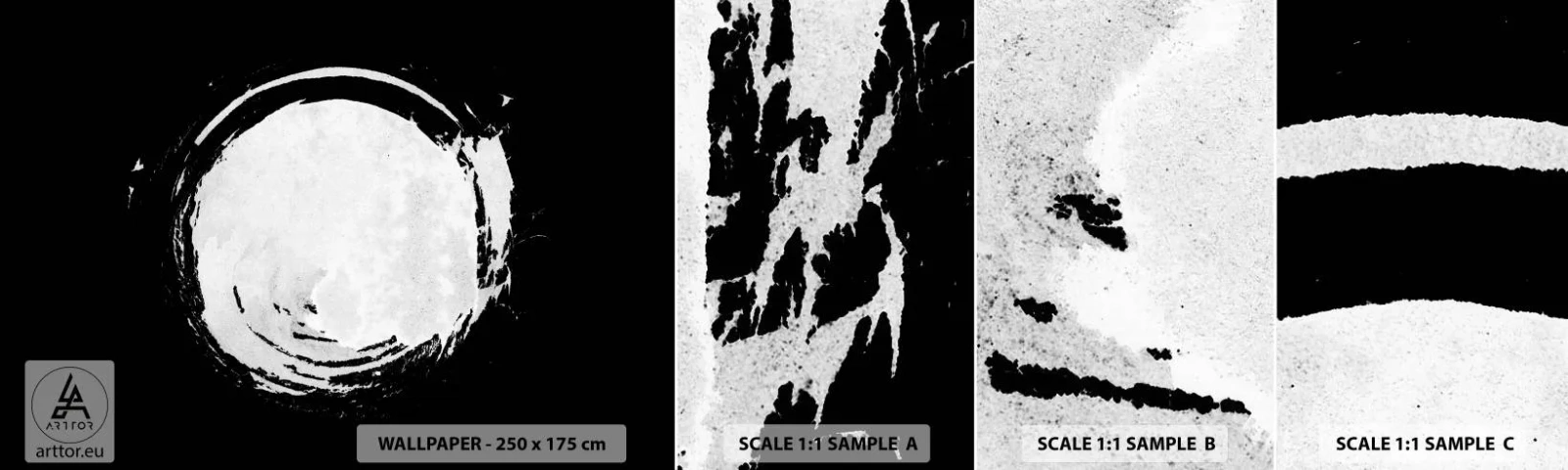Provbit av självhäftande fototapet Deluxe Sticker - Den goda vägen ut - Hjul, Planet, Måne - 100x30 cm