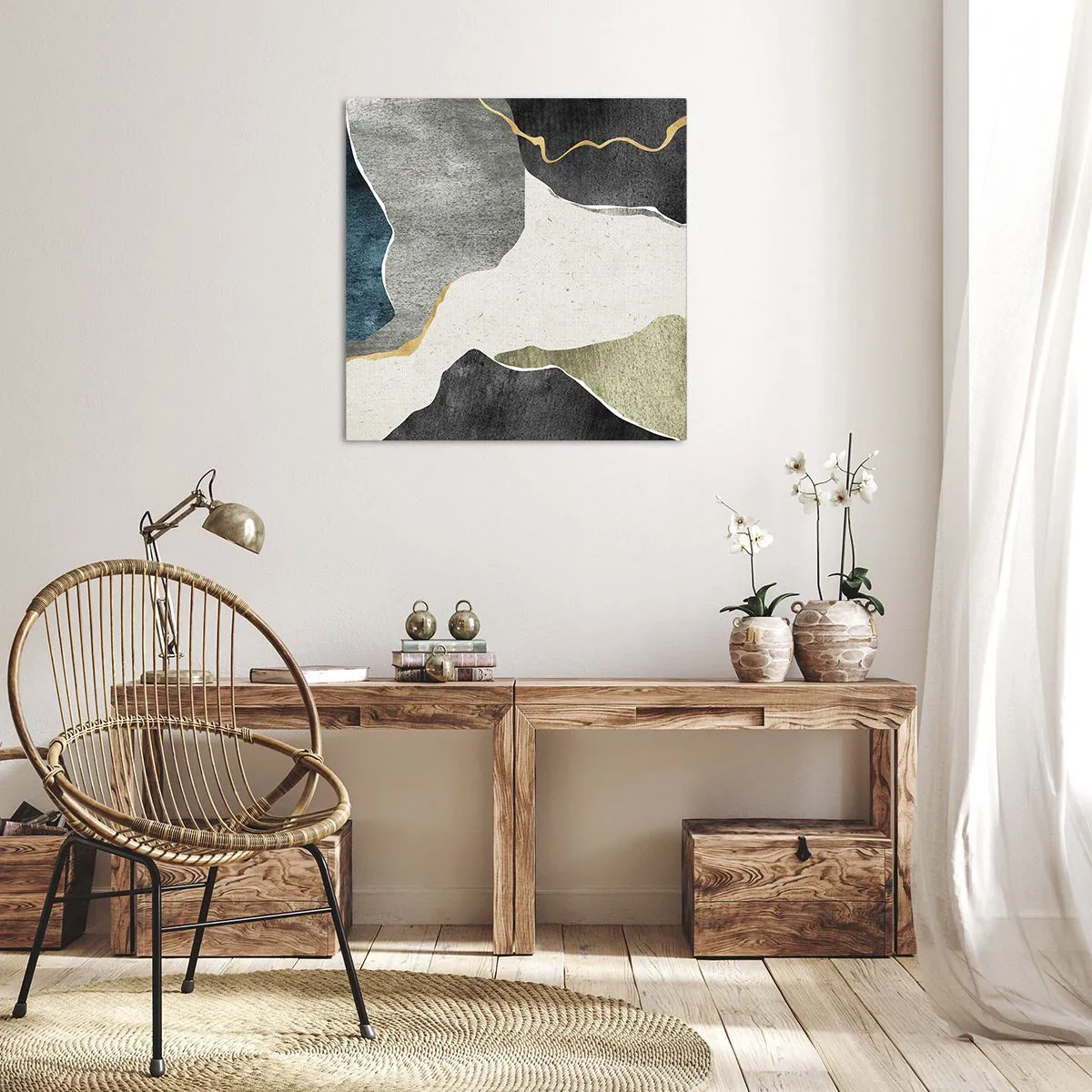 Canvastavla - Bild på duk - Mosaikkomposition med en guldtråd - 50x50 cm