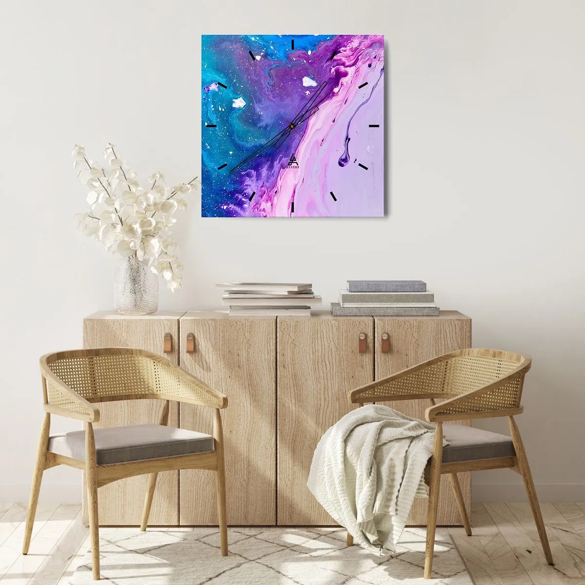 Väggklocka - Klocka på glas - Yin och yang - 40x40 cm