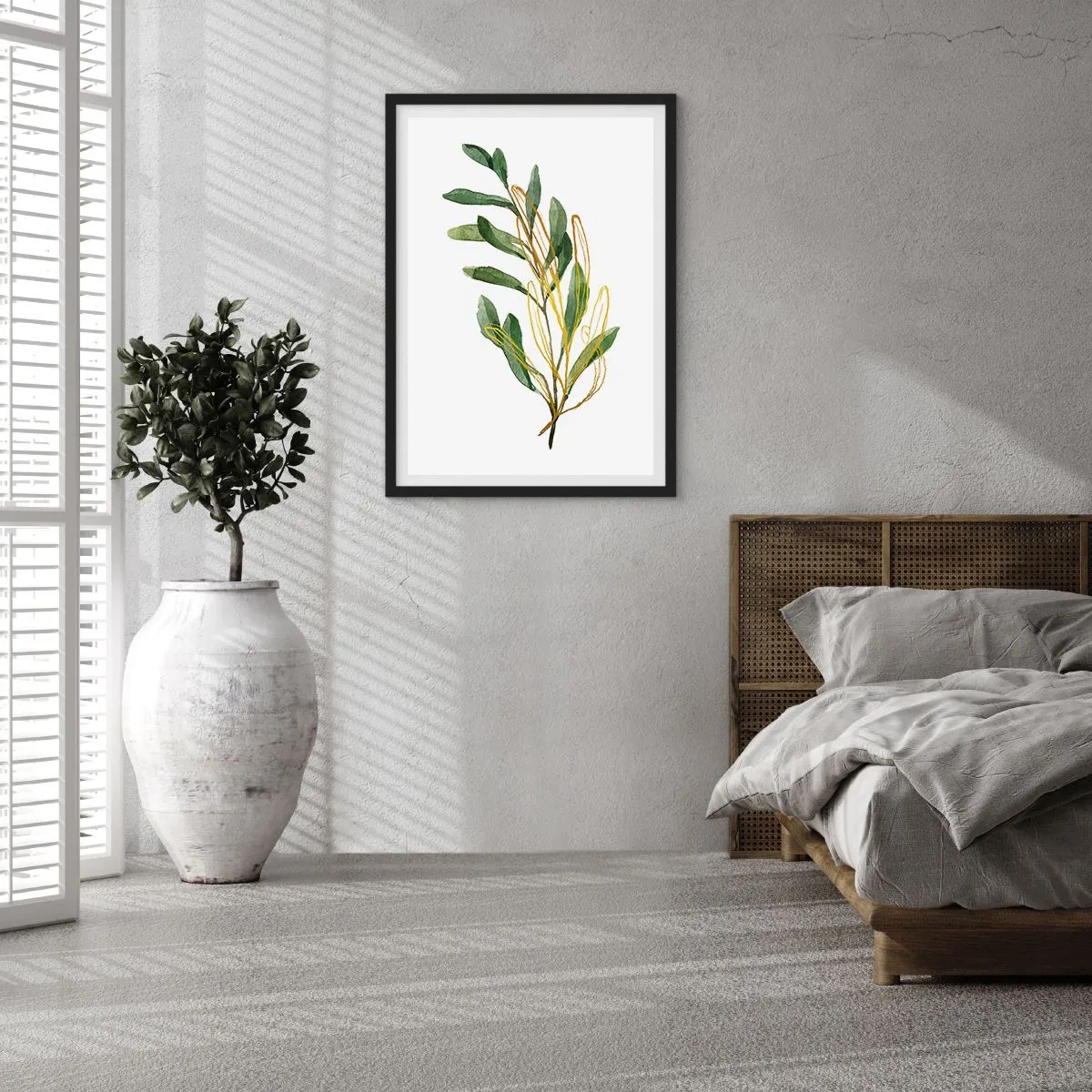 Affisch i svart ram - Akvarell gren med fina gulddetaljer - 50x70cm - Allt som är gott - Modern väggdekoration för vardagsrum och sovrum ARTTOR
