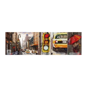 Provbit av fototapet Premium Canvas - New York - färgglad också i regnet - New York, Stad, Manhattan - 100x30 cm