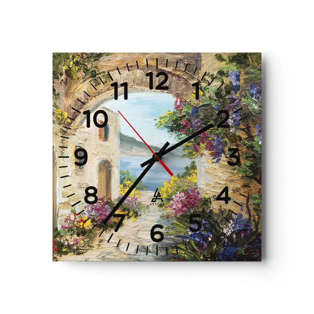 Väggklocka - Klocka på glas - Kustprovinsens charm - 30x30 cm