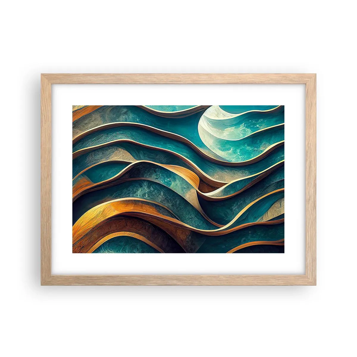 Affisch i ram av ljusek - Meandrar av blått - 40x30 cm
