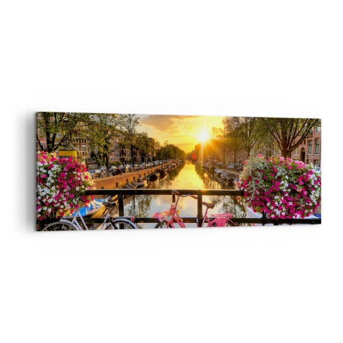 Canvastavla - Bild på duk - Vårmorgon i Amsterdam - 140x50 cm