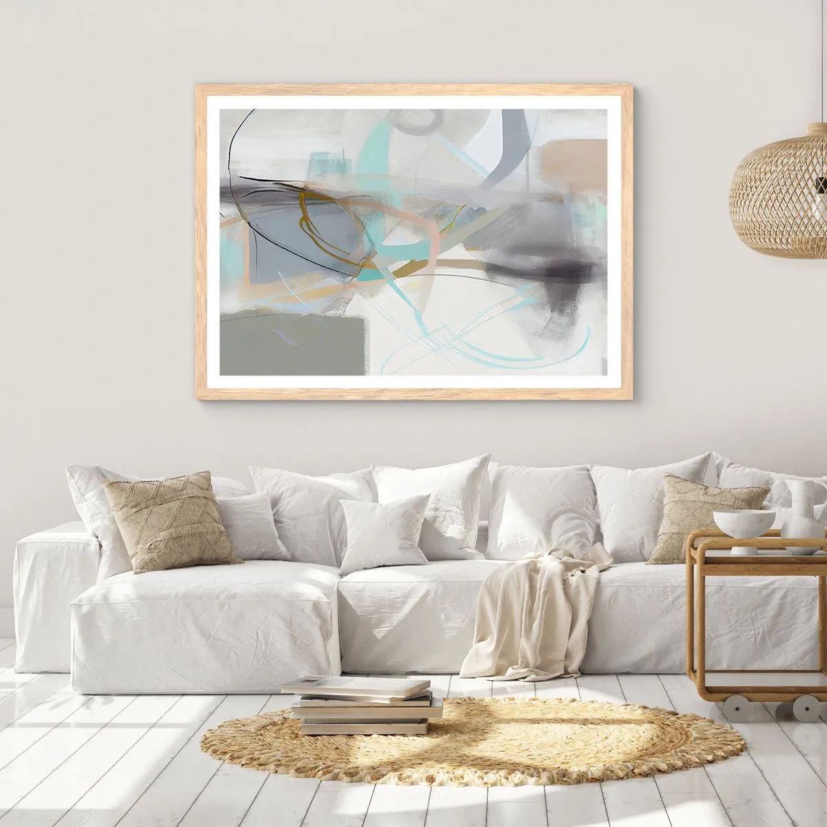 Affisch i ram av ljusek - Dimmig abstraktion - 50x40 cm