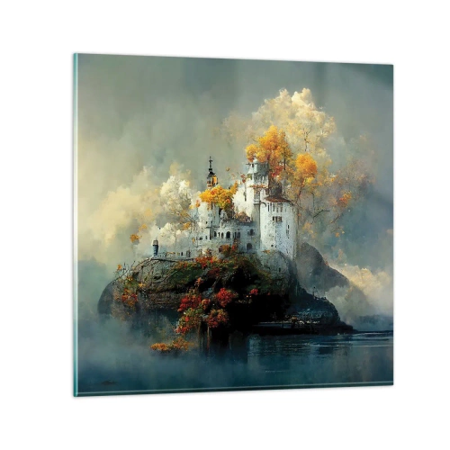 Glastavla - Bild på glas - Början på en romantisk historia - 70x70 cm