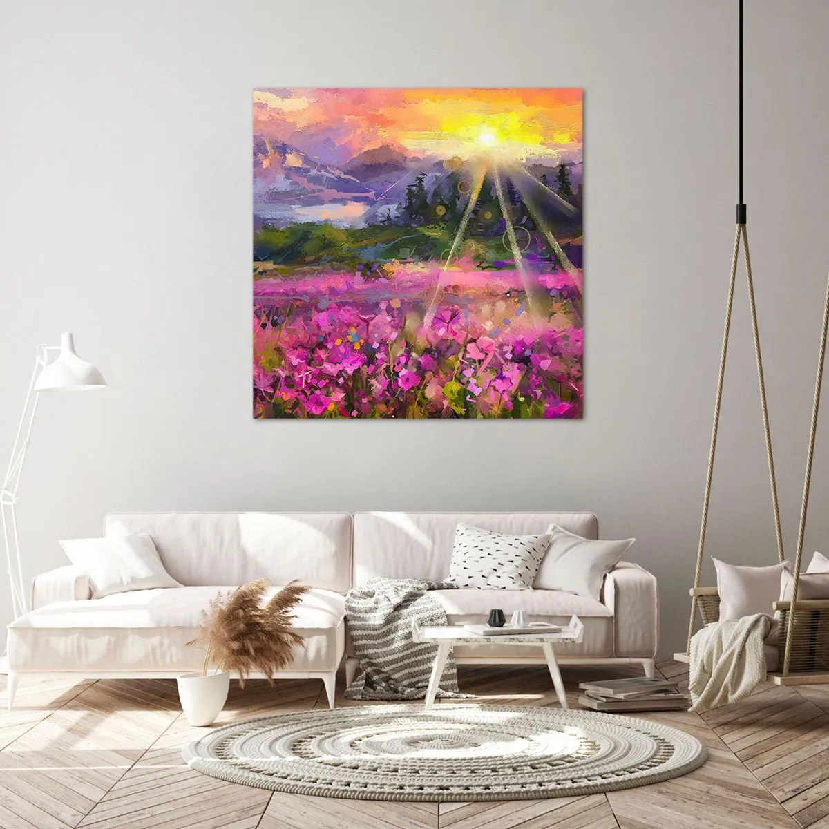 Canvastavla - Bild på duk - I dalen under solens beskydd - 60x60 cm