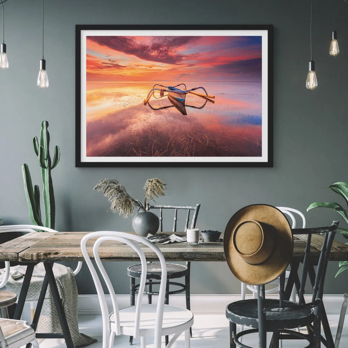 Affisch i svart ram - Tropiska kvällens lugn - 70x50 cm