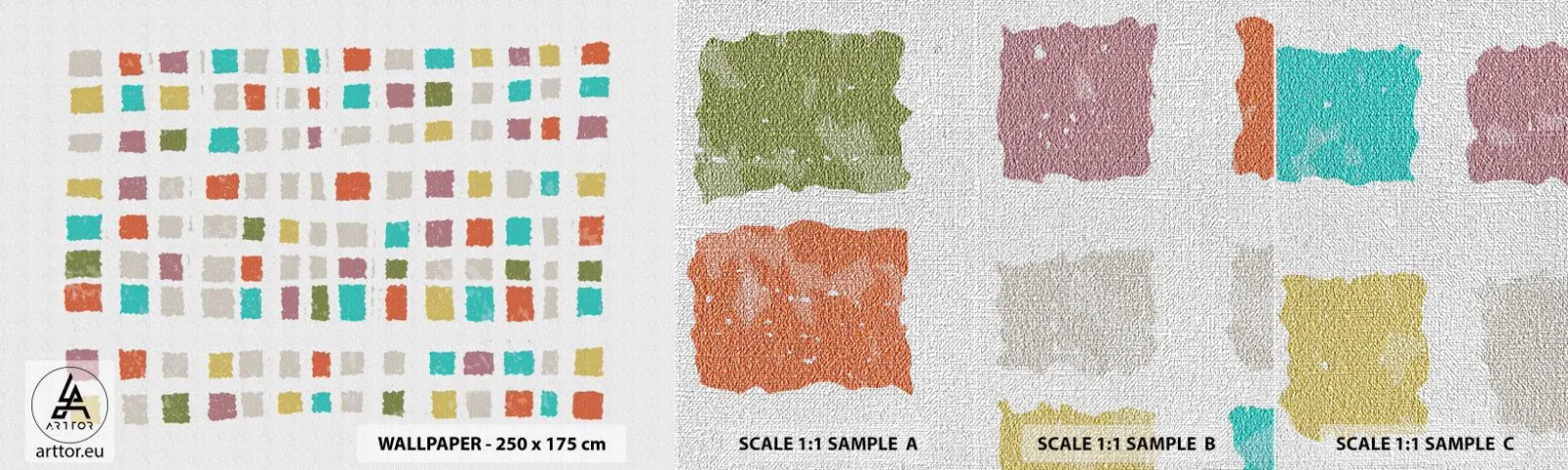 Provbit av fototapet Premium Canvas - Ett okänt spel - Pastell, Rutor, Minimalism - 100x30 cm