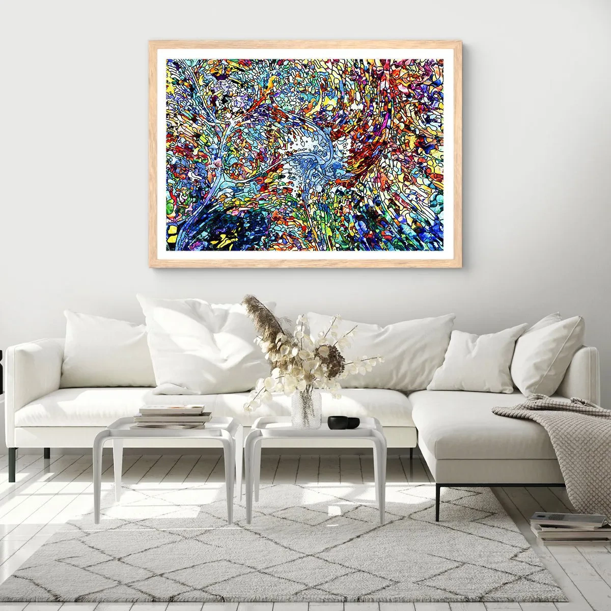 Affisch i ram av ljusek - Glasmålning - droppar  - 70x50 cm