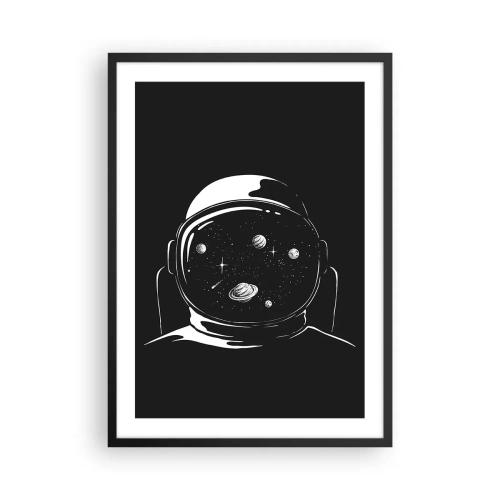 Affisch i svart ram - Astronaut med rymden reflekterad i sin hjälm - 50x70cm - Fin utsikt - Modern väggdekoration för vardagsrum och sovrum ARTTOR