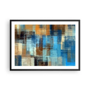 Affisch i svart ram - Genom blåa gardinen - 70x50 cm