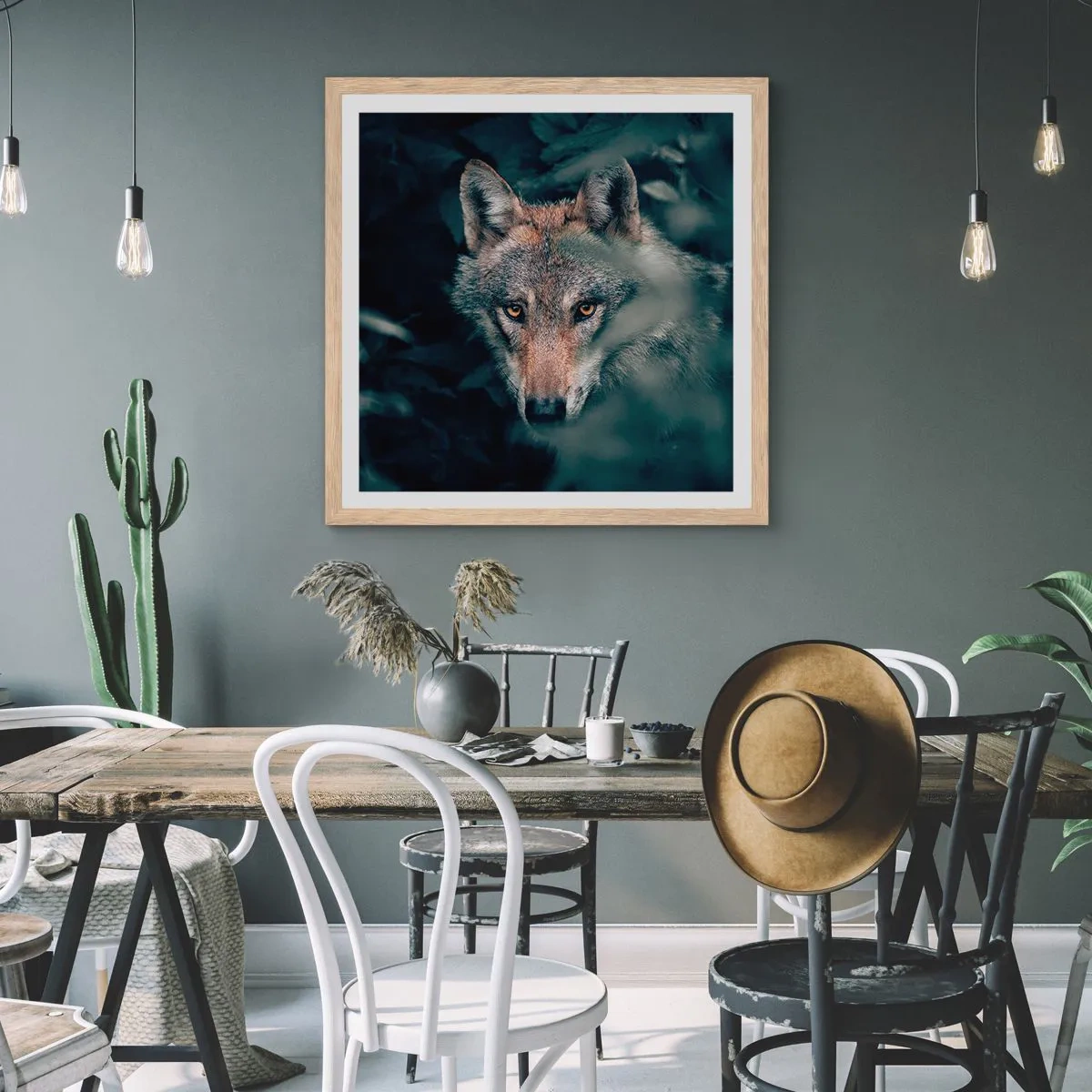 Affisch i ram av ljusek - Jägare - 40x40 cm