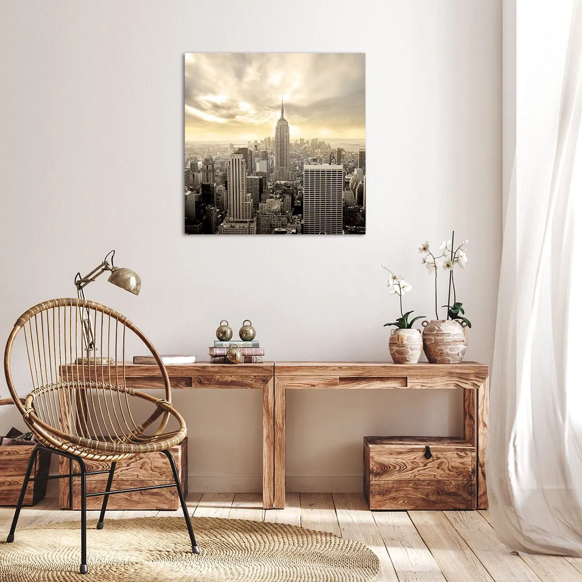 Canvastavla - Bild på duk - New York i grånyanser - 60x60 cm