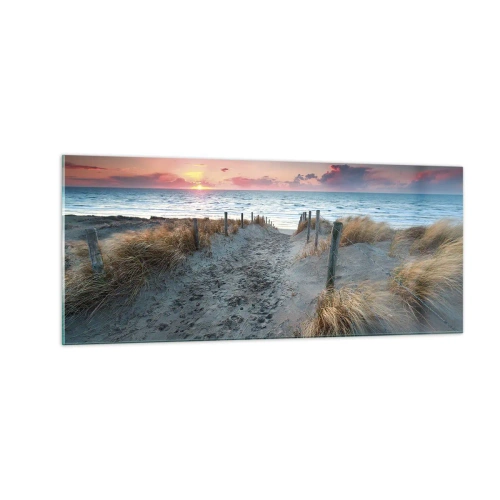 Glastavla - Bild på glas - Utspilld skenregnbåge... - 100x40 cm