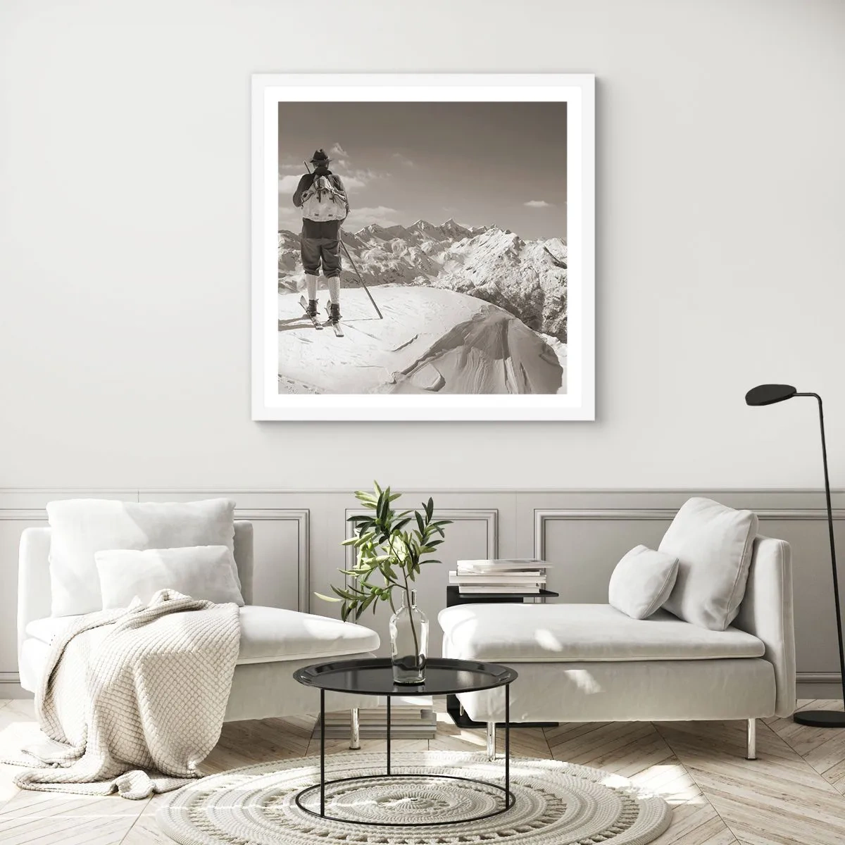 Affisch i vit ram - Och fjällen är samma - 40x40 cm