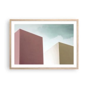 Affisch i ram av ljusek - Geometri av en solig sommar - 70x50 cm