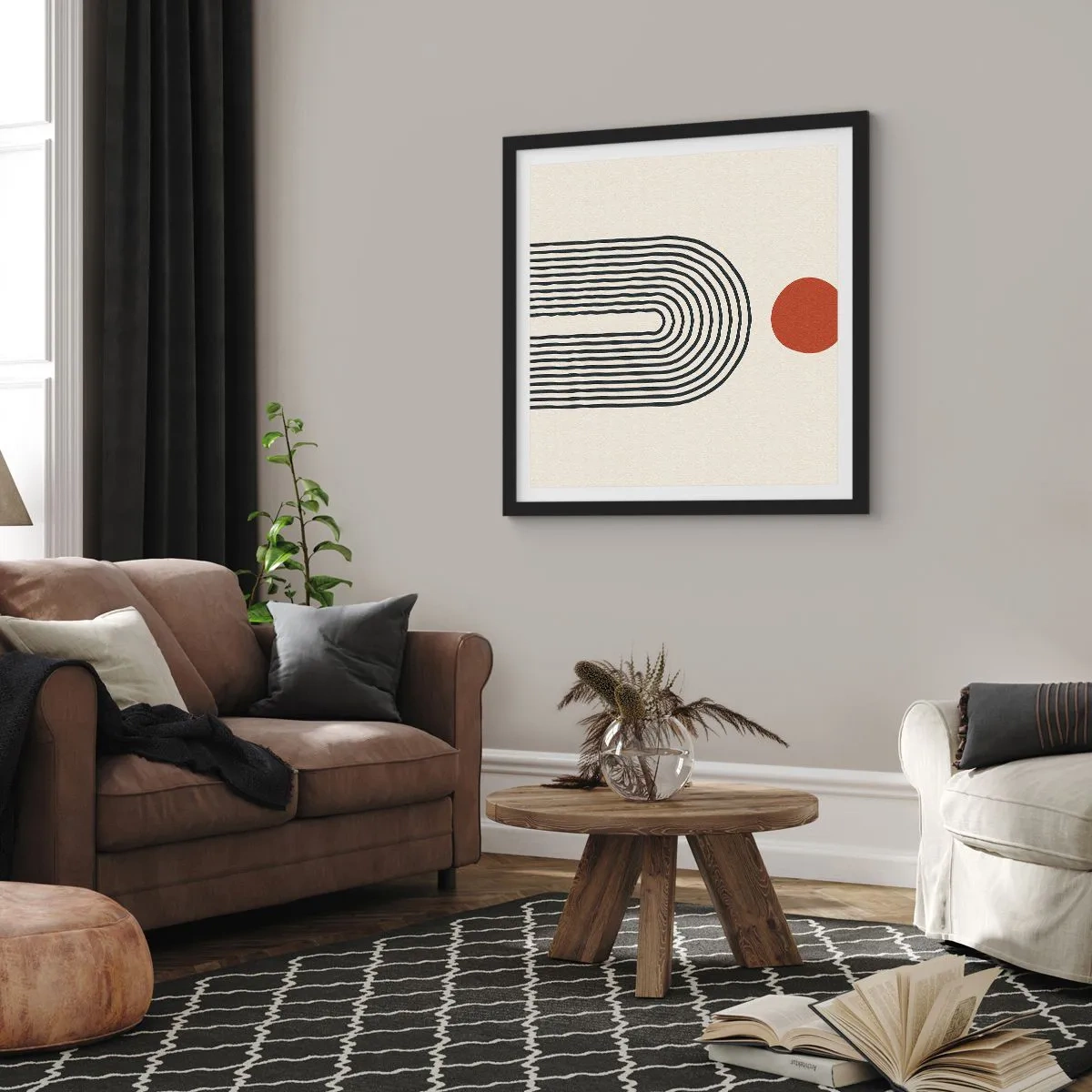 Affisch i svart ram - Formernas och färgernas magnetism - 60x60 cm