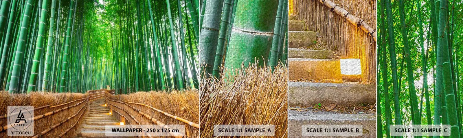 Provbit av fototapet Premium Canvas - Asiatiska kulturens essäns - Bambu, Bambuskog, Natur - 100x30 cm