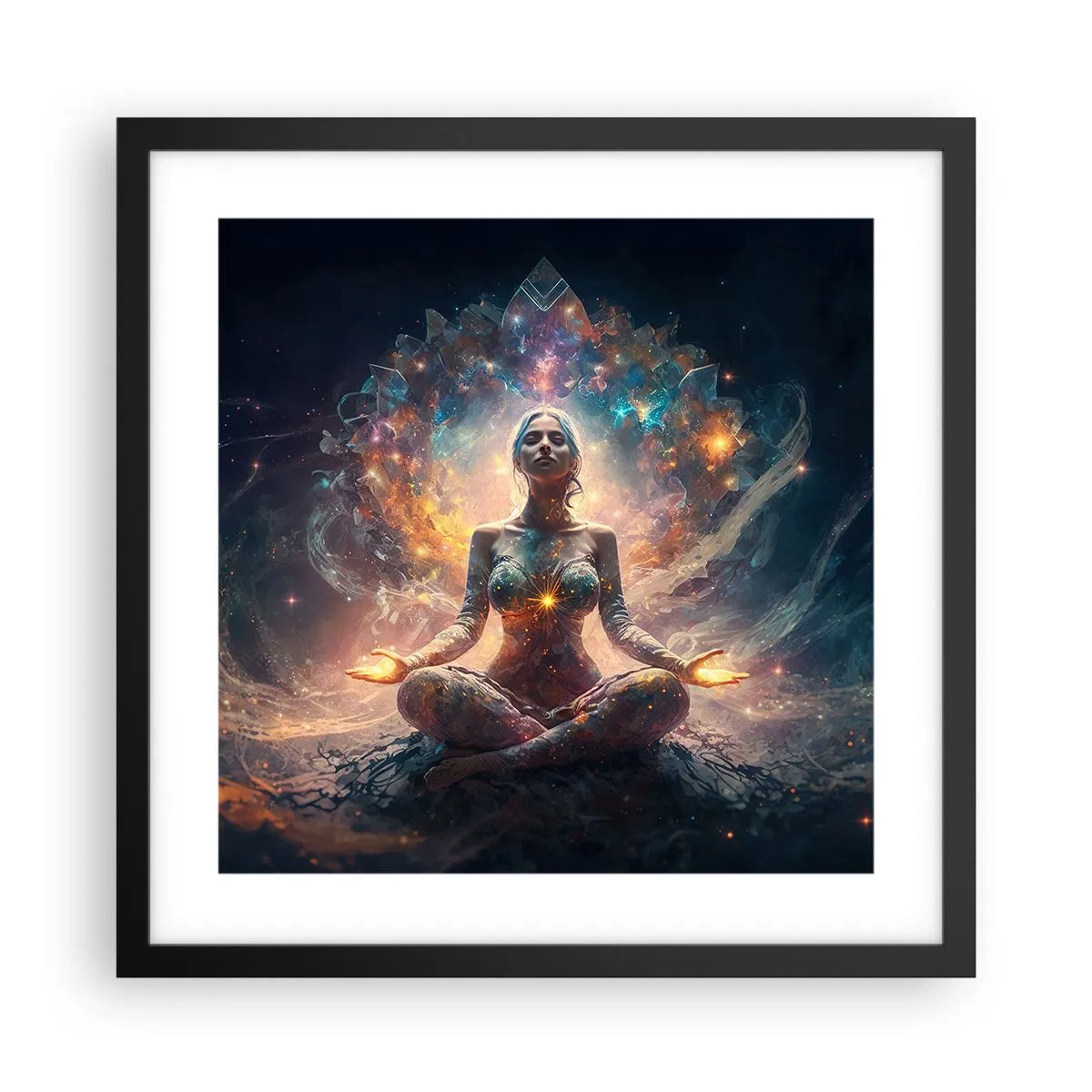 Affisch i svart ram - Flöde av god energi - 40x40 cm