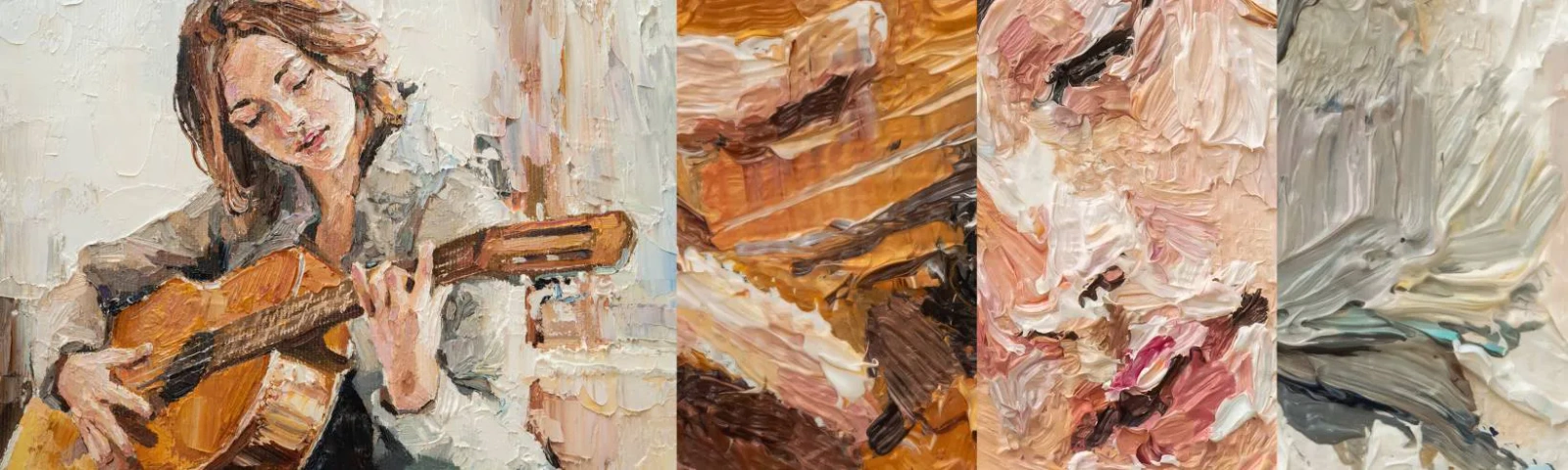 Fototapet Prov Standard Eco - Konsert för gitarr och en flickas hjärta - Gitarr, musik, Flicka - 100x30 cm