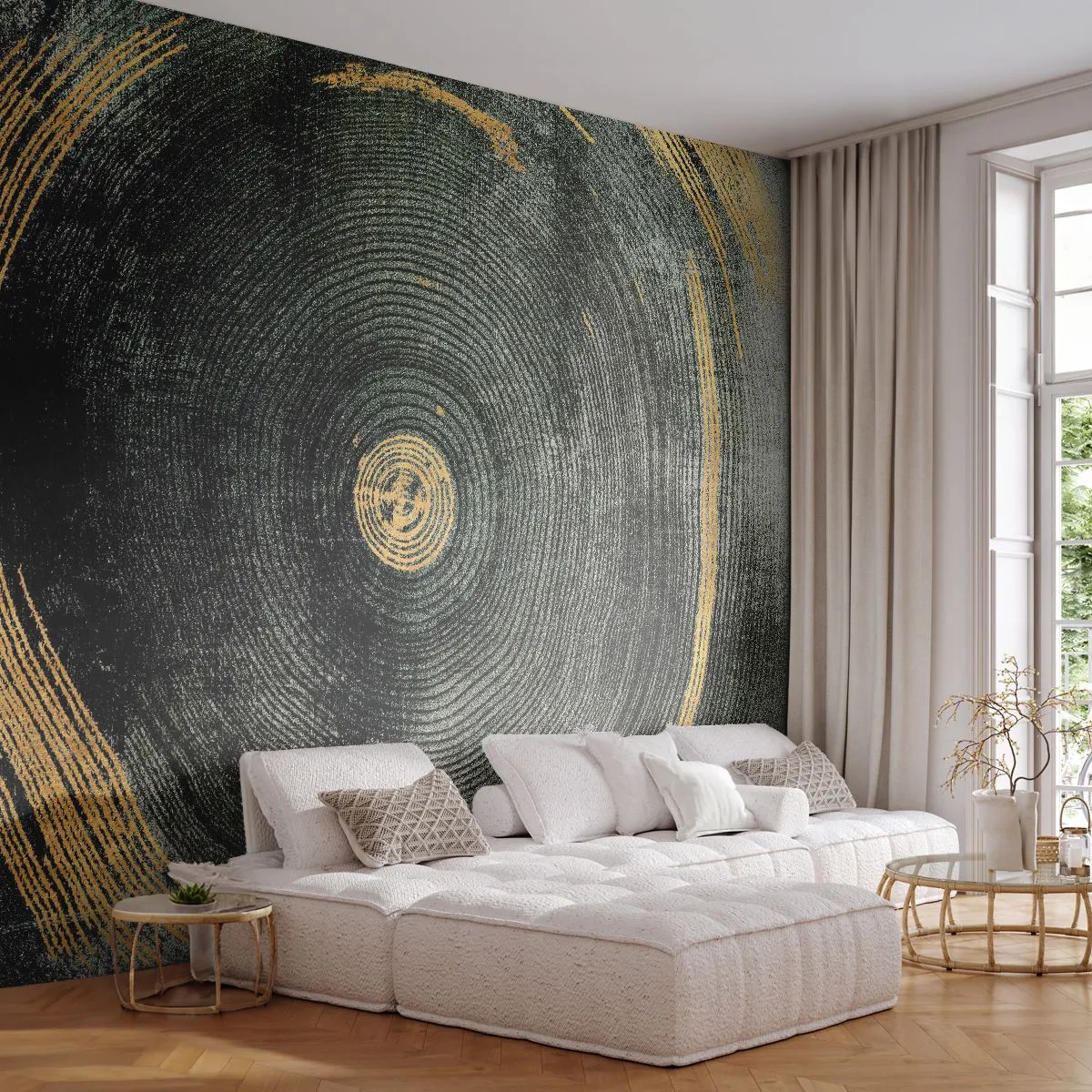 Fototapet Premium Canvas - Förändring och varaktighet - Mörk, Trä, Art déco - 250x175 cm
