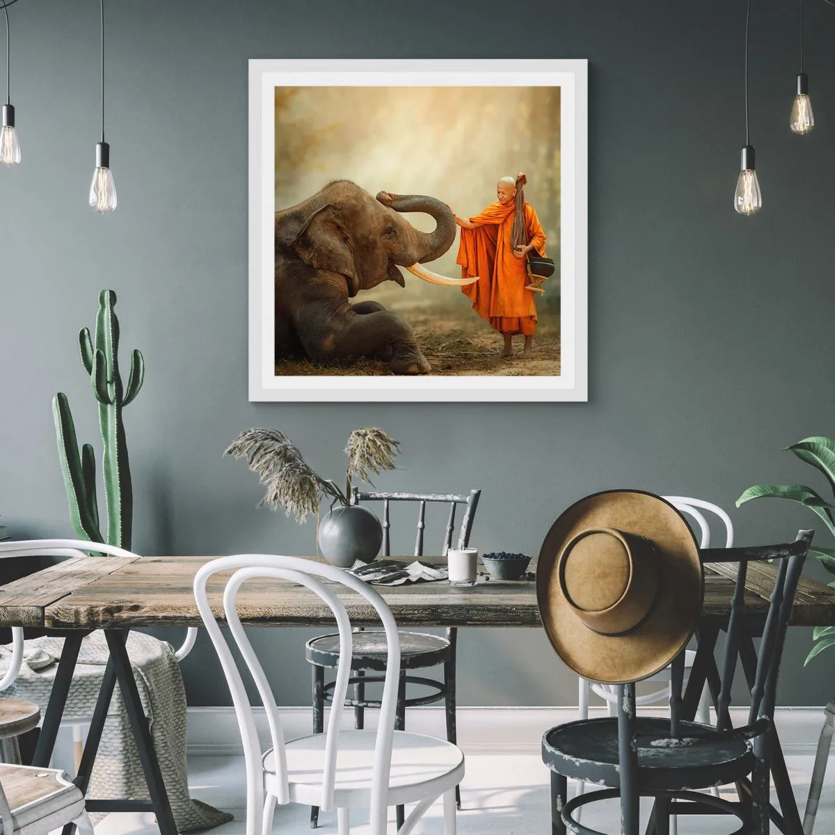 Affisch i vit ram - Ett möte under resan - 60x60 cm