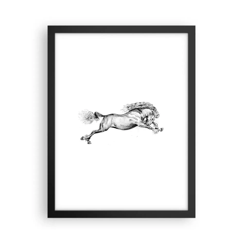 Affisch i svart ram - Fångad i galopplopp - 30x40 cm