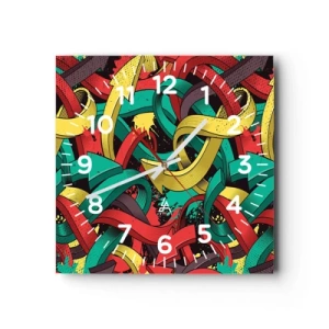 Väggklocka - Klocka på glas - Vilken väg till målet? - 30x30 cm