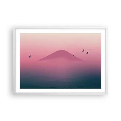 Affisch i vit ram - Vandrare över molnen - 70x50 cm