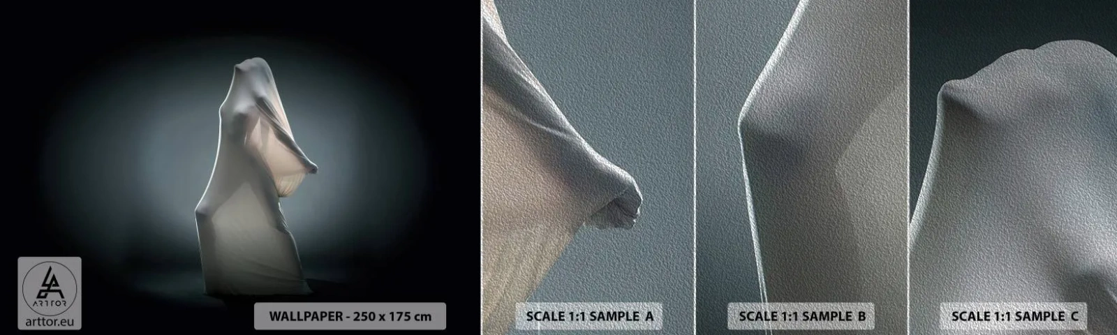 Provbit av fototapet Premium Sand - Dolda drömmar - Kvinna, Dansa, Bit - 100x30 cm