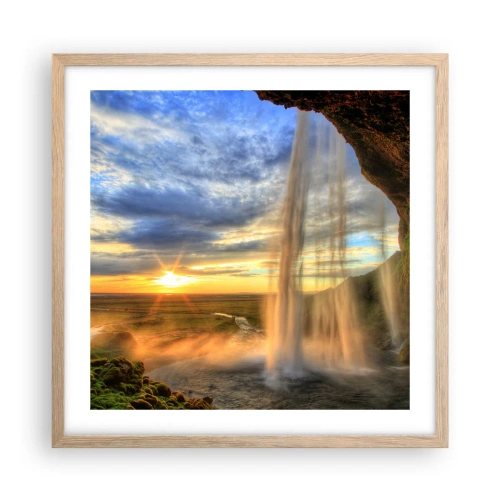 Affisch i ram av ljusek - Världen bakom ridå av droppar - 50x50 cm