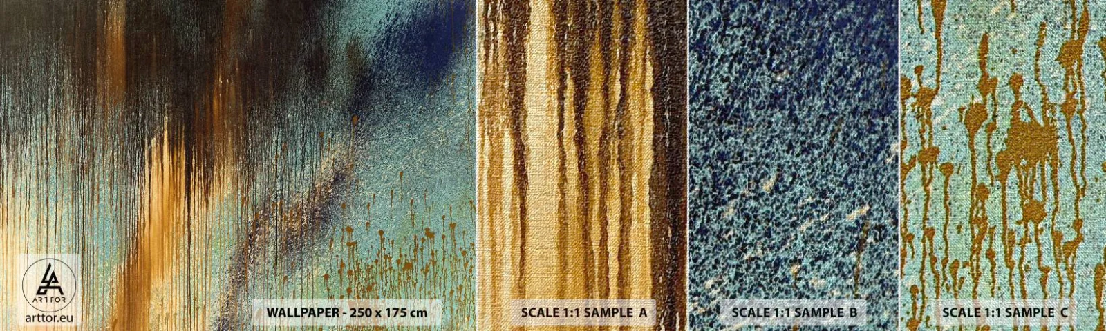 Provbit av fototapet Premium Canvas - En oavsiktlig färgglad komposition - Abstraktion, Industriell, Måla - 100x30 cm