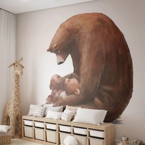 Fototapet Premium Sand - Söta drömmar, barn - För barn, Björn, Familj - 100x70 cm